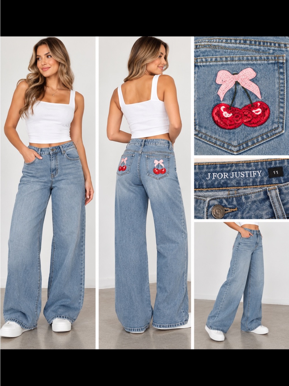 J for Justify Light Blue Wide-Leg Jeans